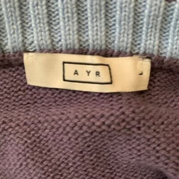 NWT AYR The Yachty Moma Mens Purple Tan Blue Colorblock Sweater - Picture 7 of 10